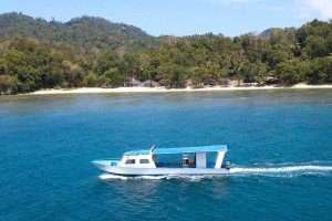 The diving boat and the resort